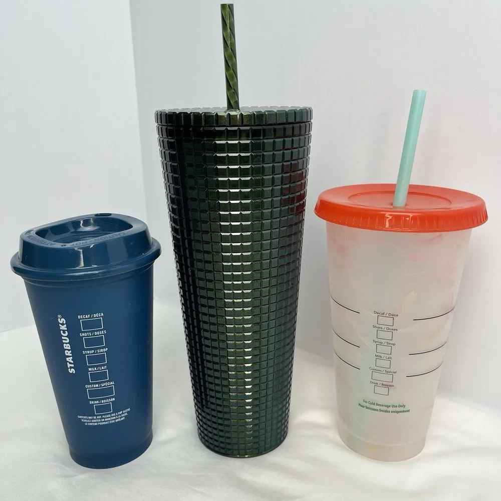 Starbucks Cup Lot Winter Green Grid Tumbler Color Change Confetti Blue Mushrooms